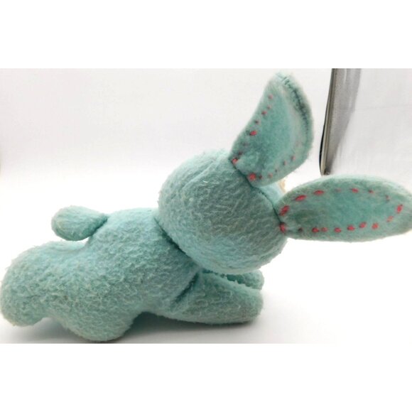 Vintage Light Blue Easter Bunny Rabbit Plastic Sleeping Baby Doll Face Plush - Picture 4 of 6